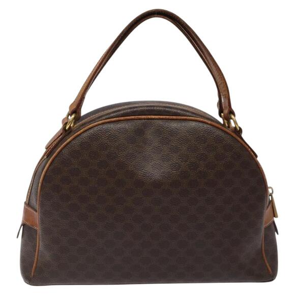 CELINE Macadam Canvas Hand Bag Pvc Leather Brown Gold - Picture 3 of 12